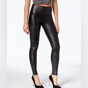 SPANX Shiny Black Textured Leggings